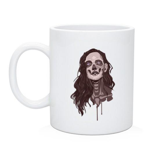 Чашка girl makeup skull