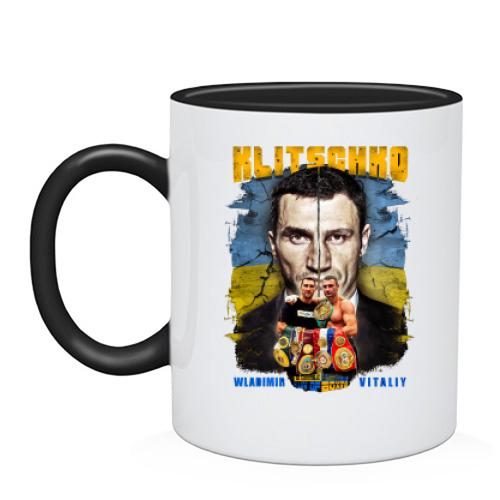 Чашка с Братьями Кличко на фоне флага