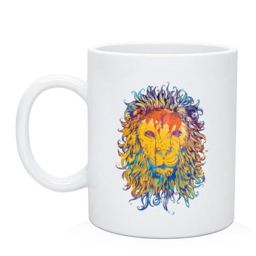 Чашка с акварельным львом