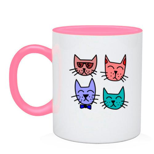 Чашка с четырьмя котами