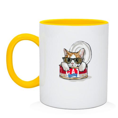 Чашка з котом у консервній банцi