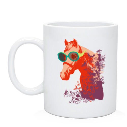 Чашка с лошадью в очках