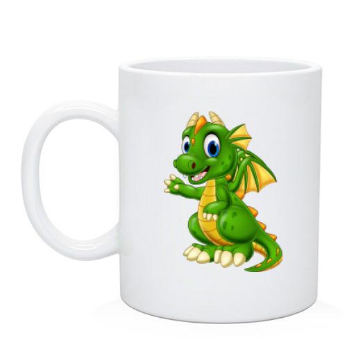 Чашка с маленькими зеленым дракончиком