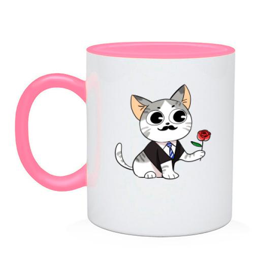 Чашка с романтичным котом