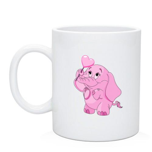 Чашка с розовым слоником
