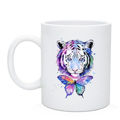 Чашка з тигром і метеликом