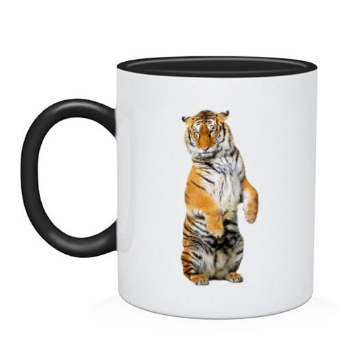 Чашка с тигром на двух лапах