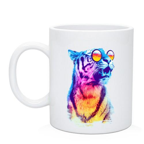 Чашка з тигром в окулярах