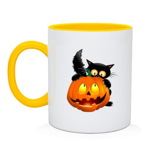 Чашка з гарбузом і котом