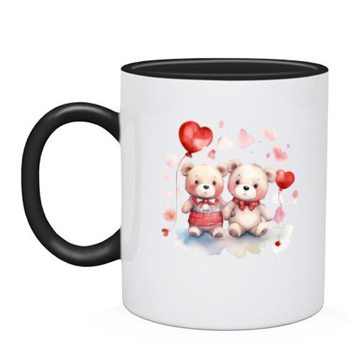 Чашка с влюбленными плюшевыми мишками