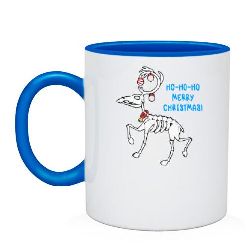 Чашка со скелетом оленя Санты 