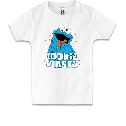 Детская футболка Cookie monster ест печеньку