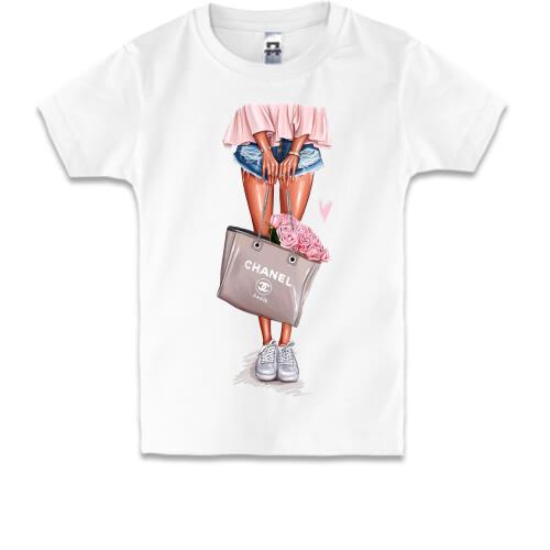 Детская футболка Девушка с сумкой