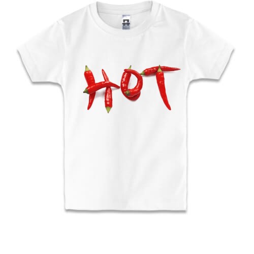 Детская футболка с надписью «HOT», составленной из красного острого перца