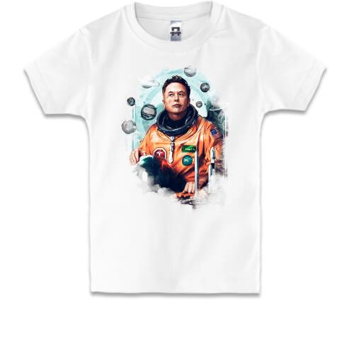 Детская футболка Илон Маск космонавт