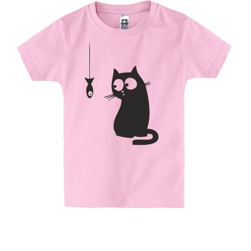 Детская футболка Кошка с рыбкой