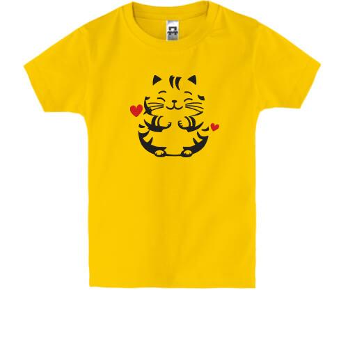 Детская футболка Кот с сердечками
