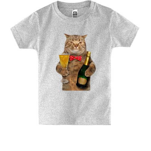 Дитяча футболка Кіт з шампанським