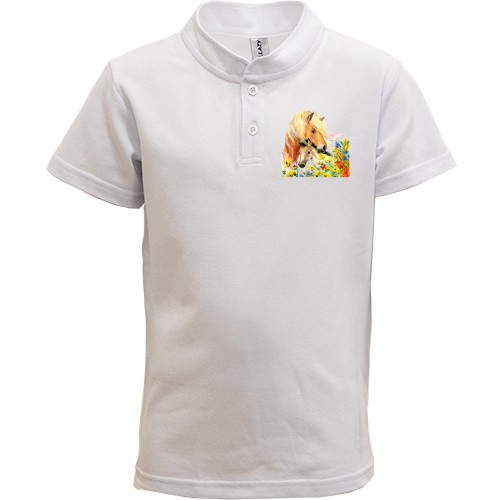 Детская футболка поло с лошадьми в цветах