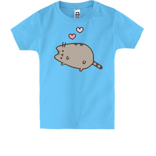 Дитяча футболка з Пушин котом і сердечками