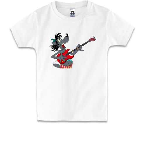 Детская футболка с Волком и гитарой (Ну погоди!)