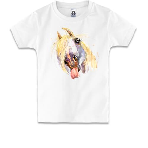 Детская футболка с акварельной лошадью (2)