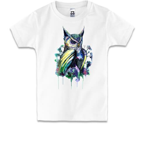 Детская футболка с акварельной совой (3)