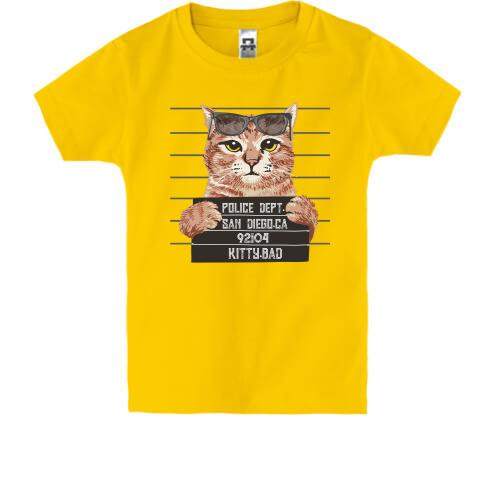 Детская футболка с арестованным котом 
