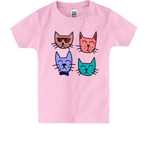Детская футболка с четырьмя котами