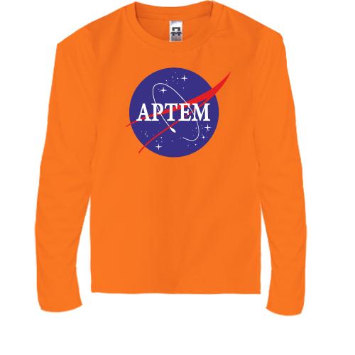 Детская футболка с длинным рукавом Артем (NASA Style)