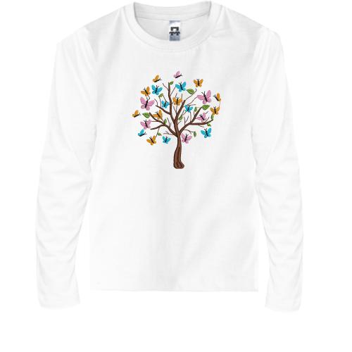 Детская футболка с длинным рукавом Дерево с бабочками