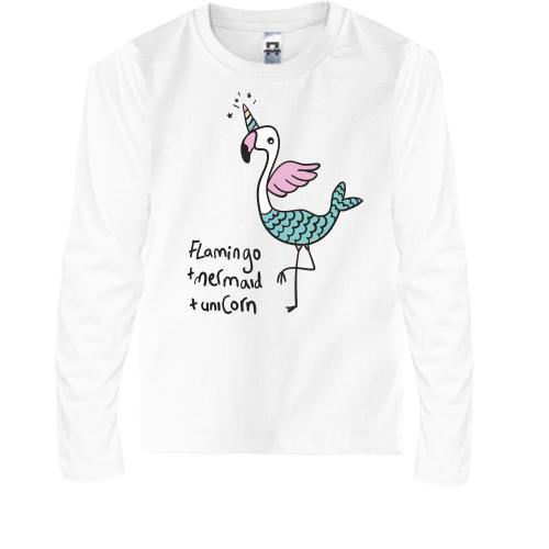 Дитячий лонгслів Flamingo + Mermaid + Unicorn