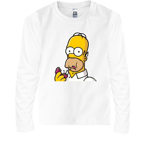 Детская футболка с длинным рукавом Гомер с Пончиком