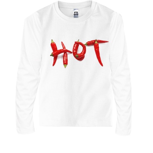 Детский лонгслив с надписью «HOT», составленной из красного острого перца