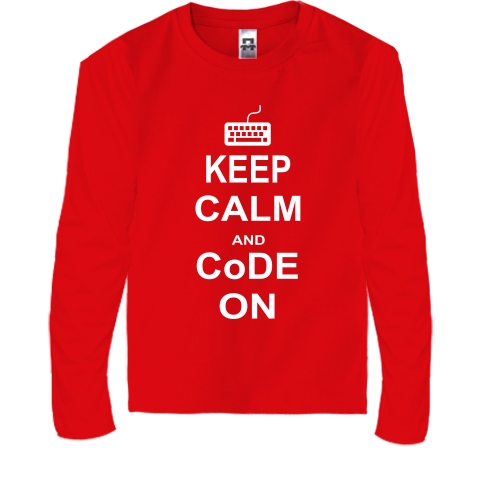 Детская футболка с длинным рукавом Keep calm and code on