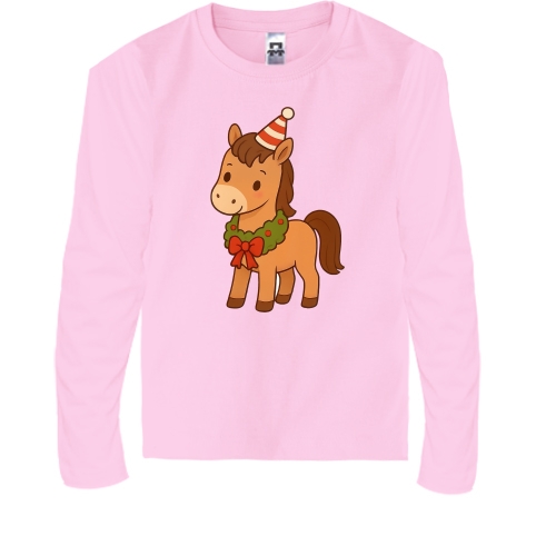 Дитячий лонгслів Новорічний коник (2)