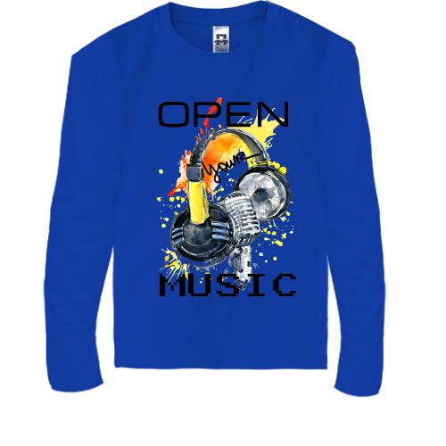 Детская футболка с длинным рукавом Open your music (1)