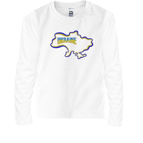 Детская футболка с длинным рукавом Ukraine с картой
