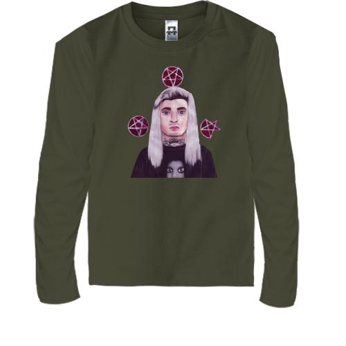 Детская футболка с длинным рукавом с Ghostemane и пентаграммами