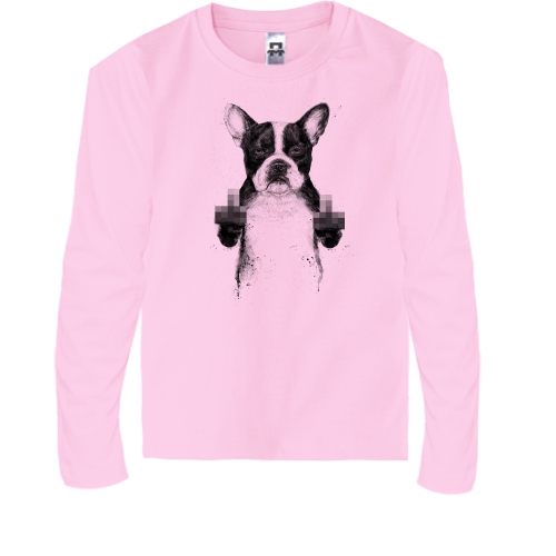 Детская футболка с длинным рукавом с бульдогом 