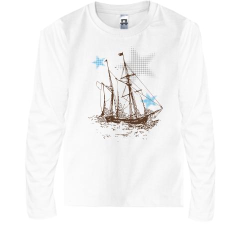 Детская футболка с длинным рукавом с кораблем и звездами
