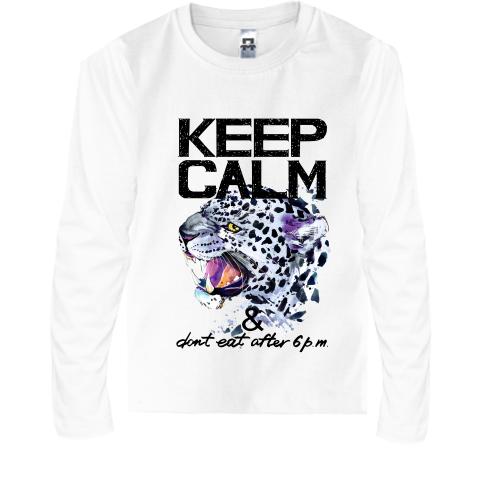 Детская футболка с длинным рукавом с леопардом Keep calm & dont 