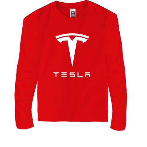 Детская футболка с длинным рукавом с лого Tesla