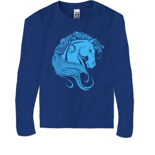 Детская футболка с длинным рукавом с лошадью и гривой