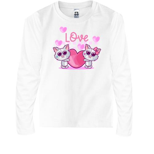 Детская футболка с длинным рукавом с любящими друг друга котами