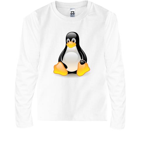 Детская футболка с длинным рукавом с пингвином Linux