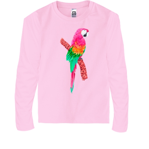 Детская футболка с длинным рукавом с розовым попугаем