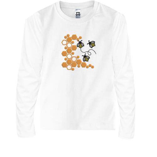Детская футболка с длинным рукавом с сотами и пчелами