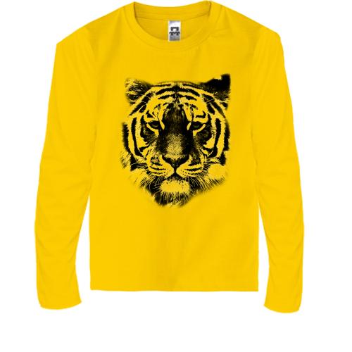 Детская футболка с длинным рукавом с тигром (контур)