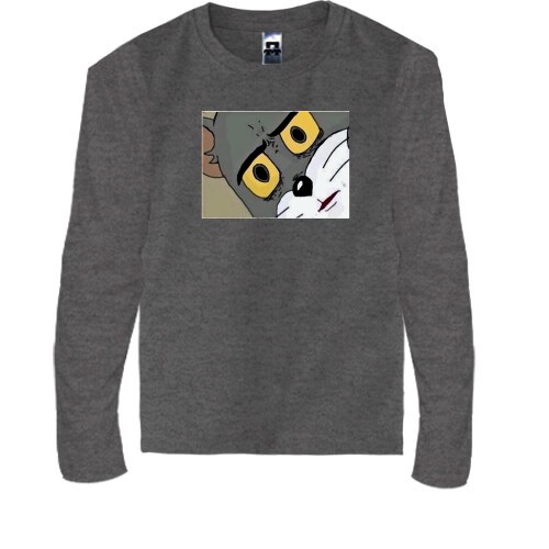 Детская футболка с длинным рукавом с удивленным Томом ( Том и Джерри )